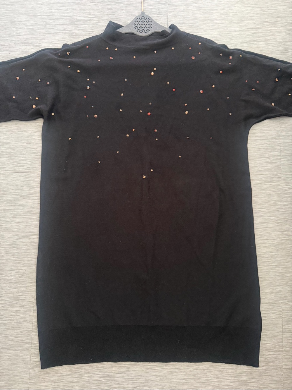 NIC+ZOE Twinkle Vital Rhinestone Sweater Mini Dress Black Petite Small PS - Picture 7 of 12